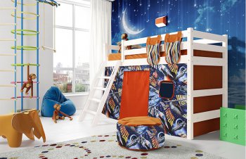 Полувысокая кровать Соня с наклонной лестницей (вариант 6) в Екатеринбурге - ekaterinburg.mebel-74.com | фото