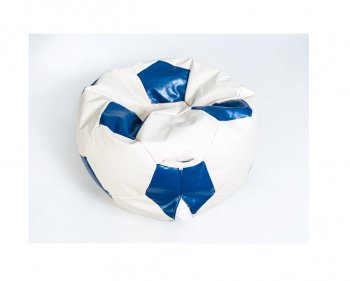 Кресло-мешок Мяч большой Экокожа бело-синее в Екатеринбурге - ekaterinburg.mebel-74.com | фото