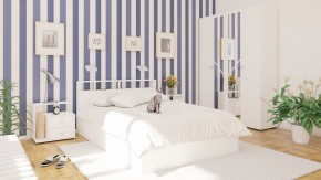 Камелия спальня № 1 Кровать 1400 + Две тумбы + Шкаф 4-х створчатый, цвет белый, сп.м. 1400х2000 мм., б/м, основание есть в Екатеринбурге - ekaterinburg.mebel-74.com | фото