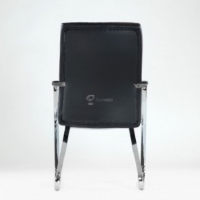 Кресло Barneo K-25 для посетителей и переговорных (хром, черная экокожа) в Екатеринбурге - ekaterinburg.mebel-74.com | фото