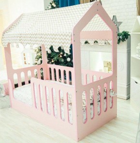 Кровать-домик без ящика 800*1600 (Розовый) в Екатеринбурге - ekaterinburg.mebel-74.com | фото