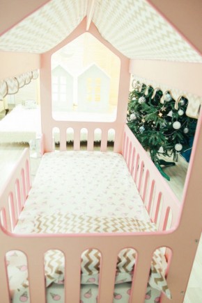 Кровать-домик без ящика 800*1600 (Розовый) в Екатеринбурге - ekaterinburg.mebel-74.com | фото