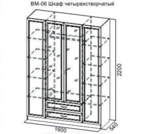 Шкаф четырехстворчатый Вега ВМ-06 в Екатеринбурге - ekaterinburg.mebel-74.com | фото