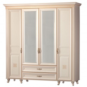Шкаф для одежды 4-дверный с зеркалом №493 Марлен кремовый белый в Екатеринбурге - ekaterinburg.mebel-74.com | фото
