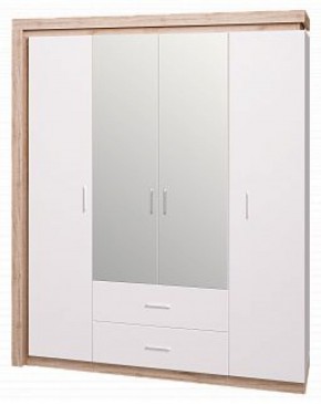 Шкаф для одежды с ящиками 4-х створчатый с зеркалом Люмен 16 в Екатеринбурге - ekaterinburg.mebel-74.com | фото
